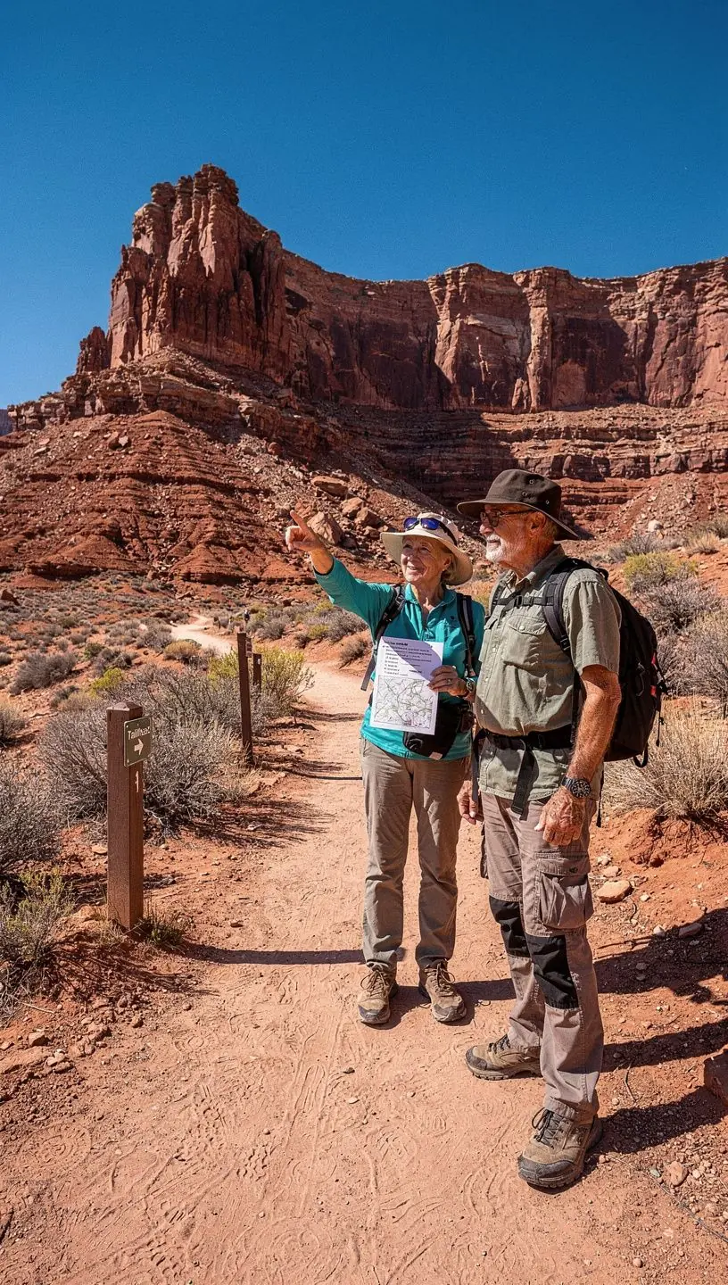 Drukowana mapa szlaków turystycznych z oznaczonymi atrakcjami.