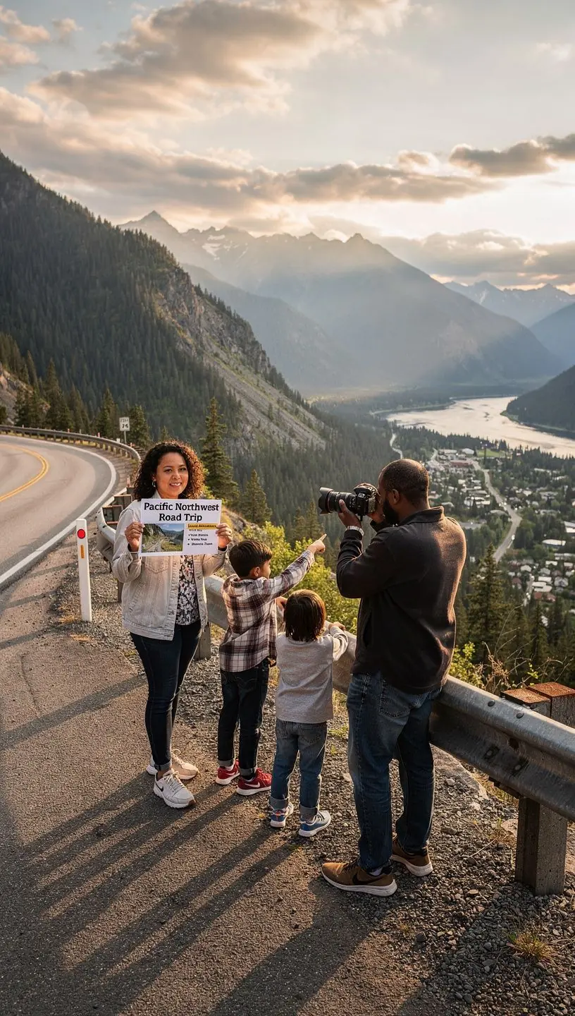 Grupa turystów podziwiających zachód słońca na szczycie góry.