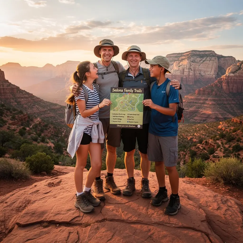 Karta z opisem trasy z punktami widokowymi i przystankami.